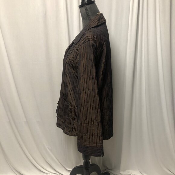Focus Jacket Womens Size Large Brown Textured Button Up Shirt Office Travel - Picture 4 of 11